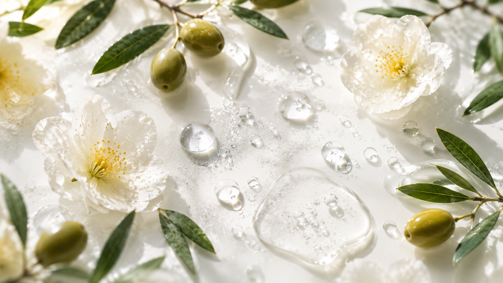 Botanical photo — water droplets and flowers